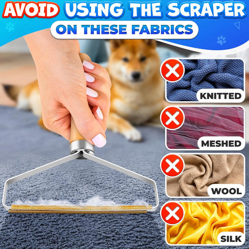 2 Pack Reusable Metal Lint Remover Tool – Durable Pet Hair Remover Tool with Wooden Handle | Portable Fabric Shaver Fuzz Cleaner for Clothes, Carp...