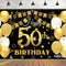 Saliyaa 7x5ft Happy 50th Birthday Backdrop,Happy Birthday Party Decoration, Black Gold Birthday Sign Poster Photo Booth Backdrop Background Banner...