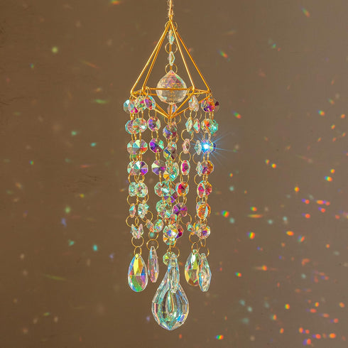 Crystal Suncatchers Hanging Wind Chime Style Garden Suncatcher Rainbow Maker Handmade Gold Plated Suncatcher...
