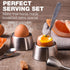 Eparé Egg Cracker Tool - Egg Cups for Soft Boiled Eggs with Spoon - Egg Holder for Boiled Eggs - Soft Boiled Egg Cutter...