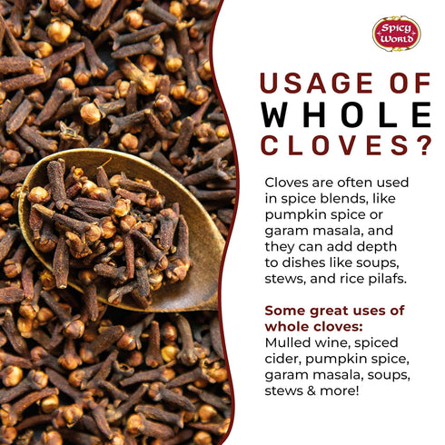 Whole Cloves 3.5 Oz Bag - Great for Foods, Tea, Pomander Balls, and even Potpourri - by Spicy World...