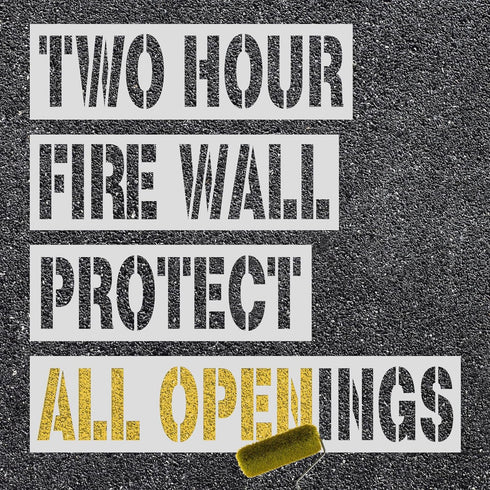 4pcs Fire Wall Stencils, Reusable Fire Barrier Stencils Two Hour FIRE Wall Protect All Openings Paint Rated Stencils Warning Sign Stencils for Con...