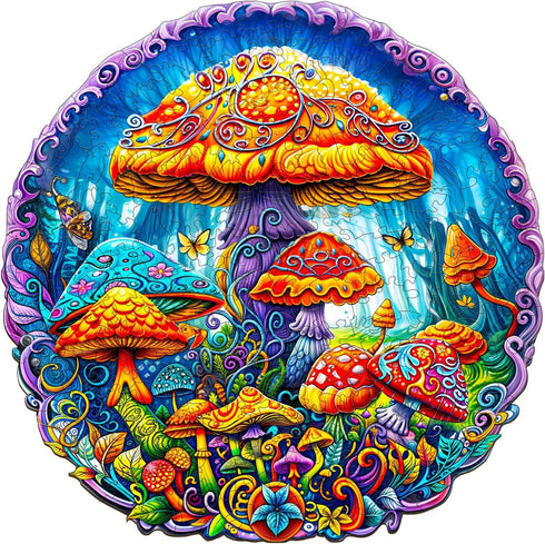 Wooden Puzzles for Adults, Magical Mushrooms Wooden Jigsaw Puzzles for Adults, Wood Puzzles Adults, Unique Animal Shape Wood Cut Puzzles, Birthday...