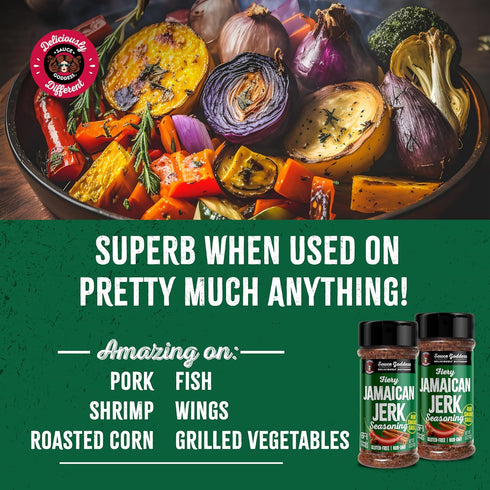 Sauce Goddess Fiery Jamaican Jerk Spice Shaker (2-Pack) - Seasonings and Spices for Cooking with Caribbean Flavors! For Chicken, Pork, Seafood & M...