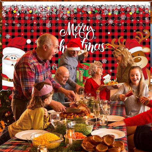 Irenare Christmas Banner Backdrop Santa Claus Reindeer Merry Christmas Banner Indoor for Xmas Holiday Party Photo Booth Photography Wall Hanging D...