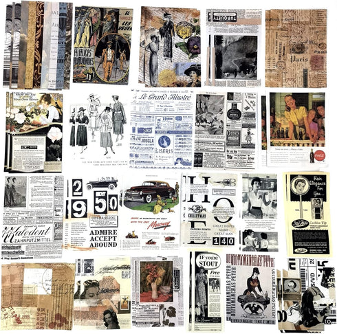 200 Pieces Vintage Ephemera Scrapbooking Supplies Pack for Journaling, Decoupage Paper Scrapbook Stickers Kit for Bullet Junk Journal Planners Col...