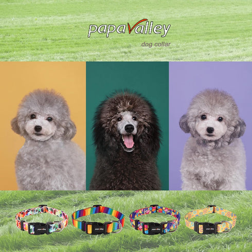 Dog Collar for X_Small Small Medium Large Dogs Pretty Boy Girl Nylon Polyester Pattern Collars with Safety Buckle, Adjustable for Male Female Pupp...