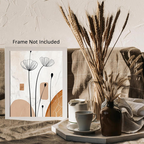 Posterizer 1 pcs-minimalist floral line drawing-beige chic poster 1-Floral & Botanical Art-Abstract & Modern Art-Decor for Home & Office- unframed...