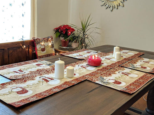 Tache Home Fashion Mrs. Snowman Tapestry Table Runner, 13x54...