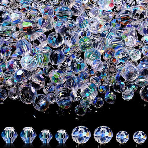 1000 Pcs Crystal Glass Beads for Jewelry Making AB Color Beads Briolette Rondelle Crystal Beads DIY Faceted Crystal Beads for Bracelets Necklace P...