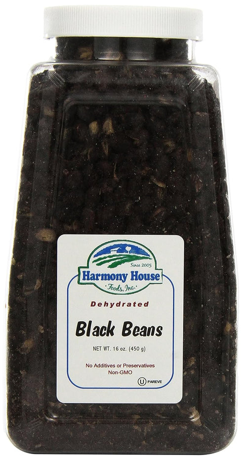 Harmony House Foods TRUE Dehydrated Black Beans - Easy Cook (16 oz, Quart Size Jar)...