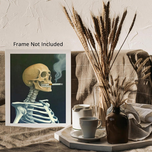 Posterizer 1 pcs-skeleton smoking on the porch-holloween decor 2-Gothic Art- Gift for Men Women Entrepreneur Teens -Living Room Bedroom Decor- unf...
