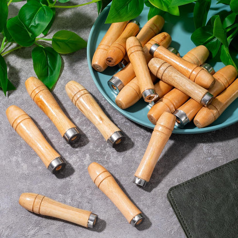 Wooden File Handle with Strong Metal Collars 20pcs, 10pcs Medium Wooden Handle for 6"-8" File and 10pcs Large Wood Handle for 10"-12" File, Screwd...