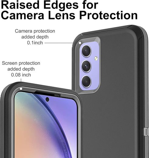 for Samsung Galaxy A54 5G Case, 3 in 1 Full Body Shockproof Heavy Duty Protection with 2-Pack Tempered Glass Screen Protectors, (Black/Grey)...