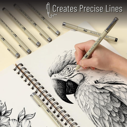 Mr. Pen- Drawing Pens for Artists, 8 Pack, Black Multiliner, Artist pens, Micro Pens for Drawing, Ink Pens for Drawing, Sketch Pens, Micro Pen, Fi...