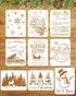 9Pcs Reusable Christmas Stencils, 8 X 11 Inch Farmhouse Large Merry Christmas Stencils for Painting on Wood Winter Decor...