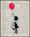 Posterizer 1 pcs-Dictionary Graffiti Art Print, Girl With Balloon-Fantasy & Fiction Art-Abstract & Modern Art- Gift for Men Women Teens-Dining Ro...