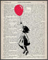 Posterizer 1 pcs-Dictionary Graffiti Art Print, Girl With Balloon-Fantasy & Fiction Art-Abstract & Modern Art- Gift for Men Women Teens-Dining Ro...