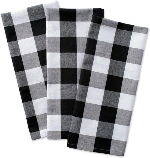 DII Buffalo Check Kitchen Collection, Classic Farmhouse Dishtowel Set, 20x30, Black & White, 3 Piece...