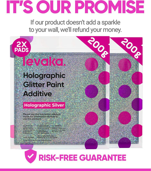 LEVAKA Glitter Paint Additive for Walls - Holographic Silver Paint Glitter for Painting Walls - Add to Interior or Exterior Paint for a Gorgeous S...