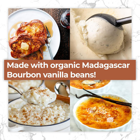 LorAnn Organic Pure Madagascar Vanilla Bean Paste 4oz (118ml) - Rich Flavor, Real Seeds, Ideal for Baking, Desserts, Cooking, Pure Madagascar Bour...