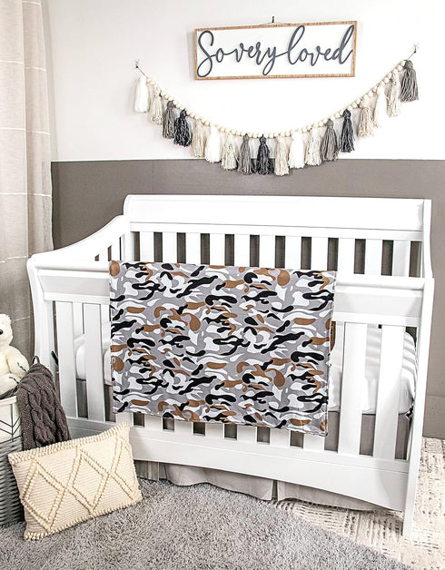 Top Tots Baby Blanket - Black and Grey Camo with Minky Dot, 38.5 x 29 Inch Brown...