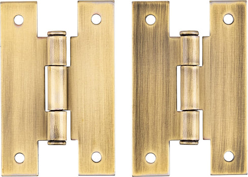 Antique Brass "H" Type Cabinet Door Hinges | 2 1/2" x 1 5/8" | Pack of 2 | Flush Mount Furniture Hinges | Furniture Hardware | L-H0501A-AB-A (1)...