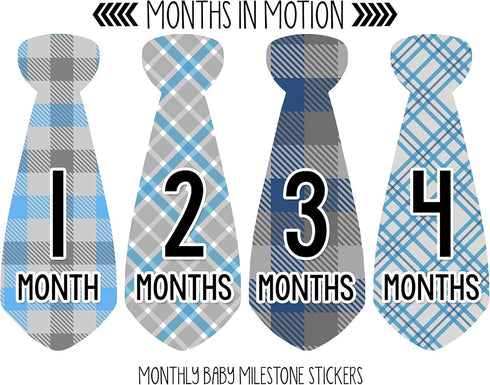 Monthly Baby Tie Stickers - Boy Month Milestone Necktie Sticker - Onesie Month Sticker - Infant Photo Prop for First Year - Shower Gift - Newborn ...