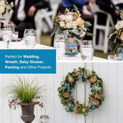 Craftopia Satin Ribbons Blue (0.6 inchx30ft) - Ideal for DIY, Craft, and Sewing Projects - Ribbon for Flower Bouquet - Beautifully Stitched Edges ...