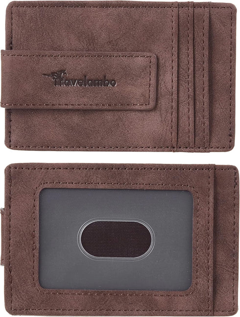 Travelambo Money Clip for Men Magnetic Front Pocket Wallet Slim Wallet Minimalist Card Holder RFID Blocking (Coffee)...