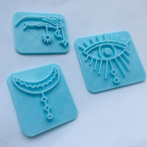 Set of 3 Polymer Clay Boho Stamps Bohemian Embossing Clay Stamp...