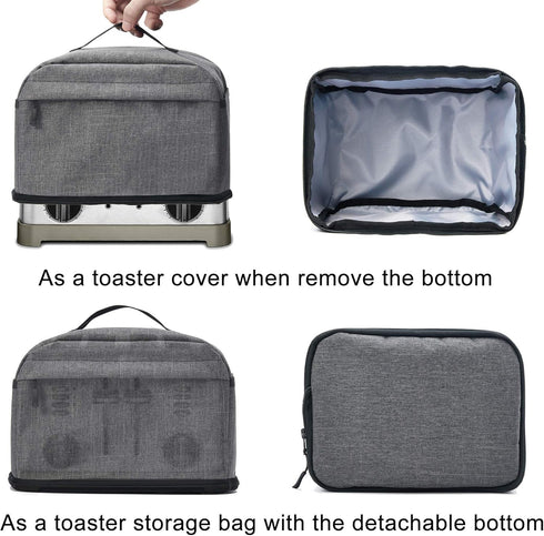 VOSDANS 4 Slice Toaster Cover with Removable Bottom 2-in-1 Toaster Bag with Pockets Toaster Storage Bag with Handle, Dust and Fingerprint Protecti...