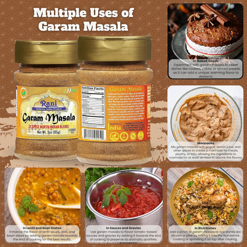 Rani Garam Masala Indian 11-Spice Blend 3oz (85g) PET Jar ~ All Natural, Salt-Free | Vegan | No Colors | Gluten Friendly | NON-GMO | Kosher | Indi...