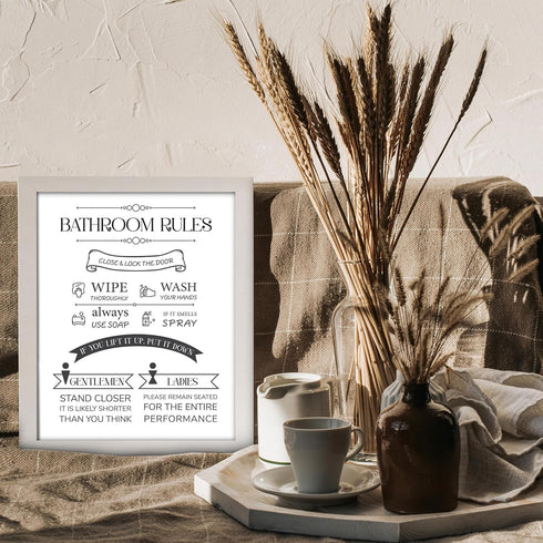 Posterizer 1 pcs-Bathroom rules-Funny minimalist design-Miscellaneous-Workplace & Office Art-Gift for Boss, Manager - Bathroom, restroom Decor- UN...