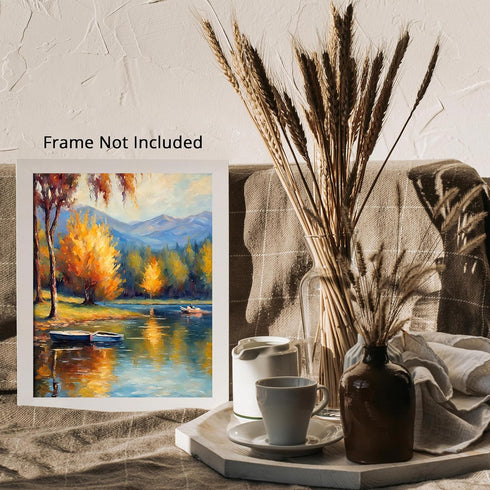 Posterizer 1 pcs- lake scene-nature-oil painting style 3-Landscape & Nature Art-Floral Botanical Art- Decor for Home & Office- unframed wall art...