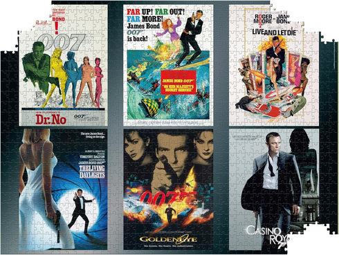 Top Puzzles James Bond Actor Debut 1000 Piece Jigsaw Puzzle Game, Featuring 6 classic Movie posters, Assemble Golden Eye, Casino Royale, Live and ...