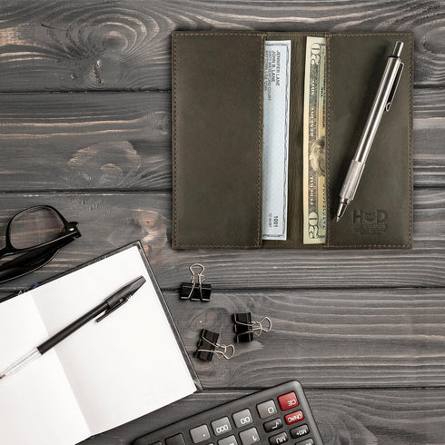 Hide & Drink, Checkbook Cover, Minimalist Organizer, Check Presenter, Bill Holder for Waiter and Waitress, Restaurant Accessories, Full Grain Leat...