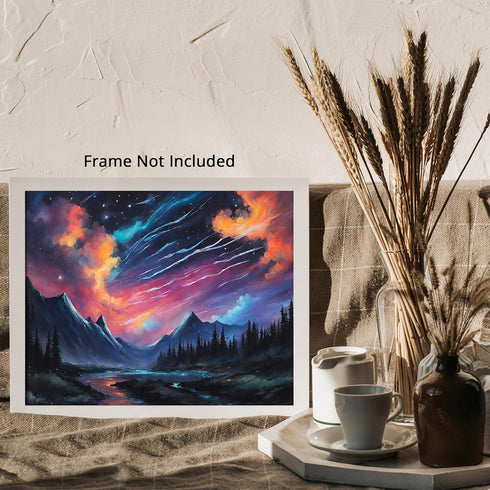 Posterizer 1 pcs- mountains, trees, night sky landscape nature 2-Landscape & Nature Art-Floral Botanical Art- Decor for Home & Office- unframed wa...
