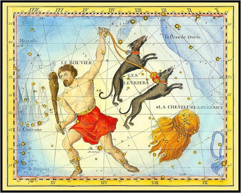 Posterizer 1 pcs-1776 Comae Berenices Bootes-star chart-Astrology & Zodiac Art-Astronomy & Celestial Art-Gift for Steampunk and Astrology Lovers- ...