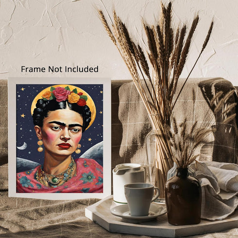 Posterizer 1 pcs- Frida Kahlo inspied art-strarry night sky theme-Famous Figures Art Collection-Fantasy & Fiction Art- Living Room Bedroom Decor- ...
