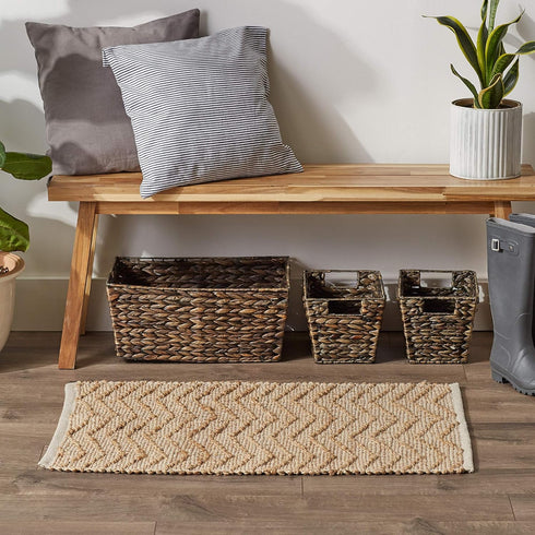 DII Woven Rugs Collection Hand-Loomed Jute, 2x3', Off-White Chevron...