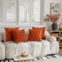 FEVERQIYI 20x20 Velvet Pillow Covers Set of 2 Burnt Orange Decorative Square Throw Pillowcase Soft Solid Cushion Covers for Bedroom Living Room Ou...