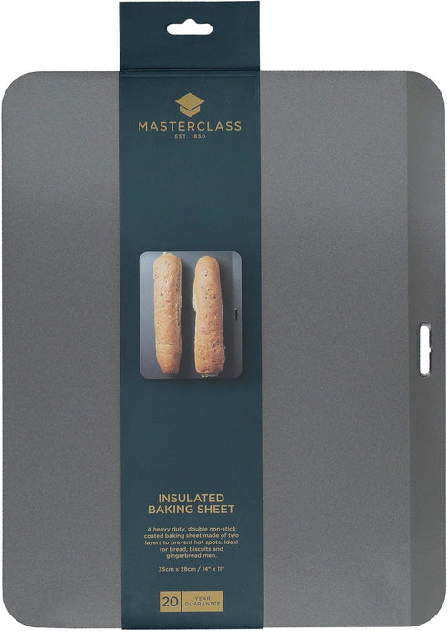 MasterClass Baking Sheet with PTFE, PFOA and BPA Free Non Stick, Robust 1mm Thick Carbon Steel, 35 x 28cm...