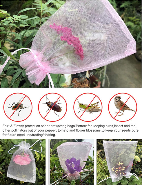 100PCS Pink Organza Bags 5X7 Inch Mesh Bag Drawstring for Wedding Party Baby Shower Favor Pouches Bags (Pink 5X7)...