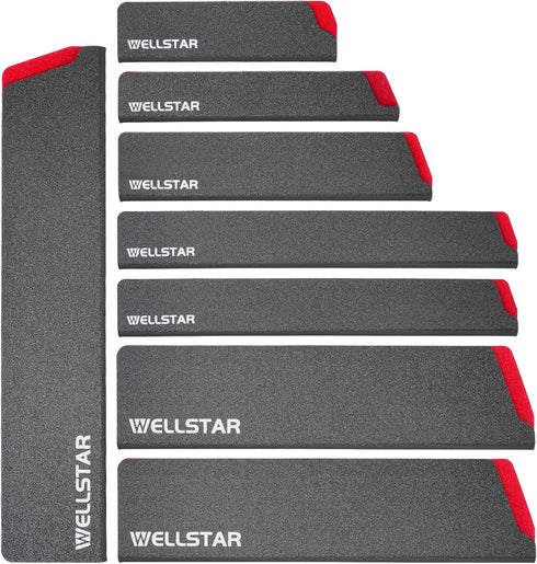 WELLSTAR Knife Edge Guards Set, 8 Piece Universal Blade Covers, BPA Free ABS Protective Blade Sheaths, Non-Scratch Felt Lining Kitchen Knives Cove...