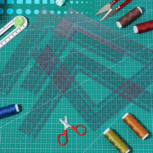 2 Pieces Plastic Sewing Ruler L Shaped Ruler Right Angle Ruler Sewing Measure Tailor Ruler Clear Sewing Ruler for Tailor Craft Tool Drawing Measur...