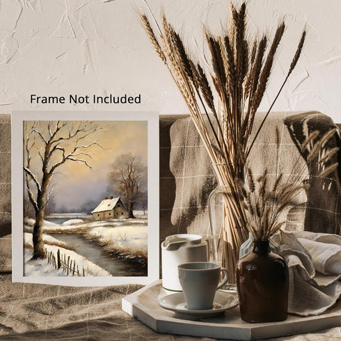 Posterizer 1 pcs-beautiful scenary of snowy winter in oil painting style-7-Landscape & Nature Art-GIft for Men Women Teens-Dining Room Decor- unfr...