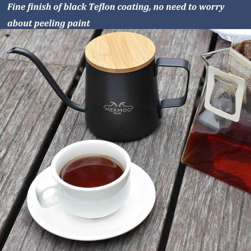 MERMOO YILAN Gooseneck Kettle Pour Over Coffee Kettle with Lid 350ml Stainless Steel Kettle Hand Drip Coffee Pot Long Narrow Coffee Pitcher Jug?bl...