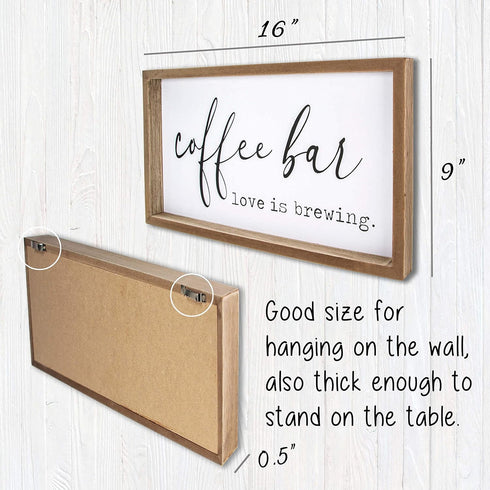 VILIGHT Farmhouse Coffee Bar Sign - Love Is Brewing - 16" x 9" MDF Wood - Wall Mount or Freestanding...