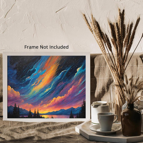 Posterizer 1 pcs- mountains, trees, night sky landscape nature 8-Landscape & Nature Art-Floral Botanical Art- Decor for Home & Office- unframed wa...
